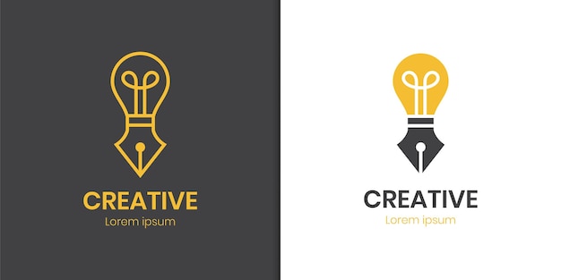 Smart writer logo icon design with Light bulb and pencil logo symbol creative idea vector logo design