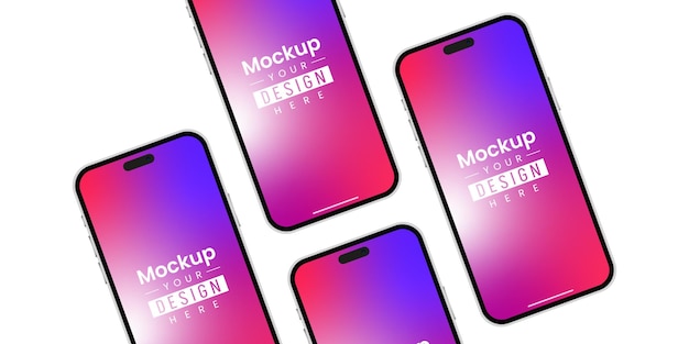 Vector smartphone banner mockup front view iphone mobile screen mockup template and isolated background