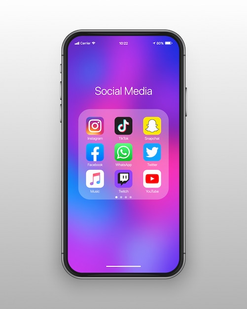 Smartphone Folder Social Media Icons Set