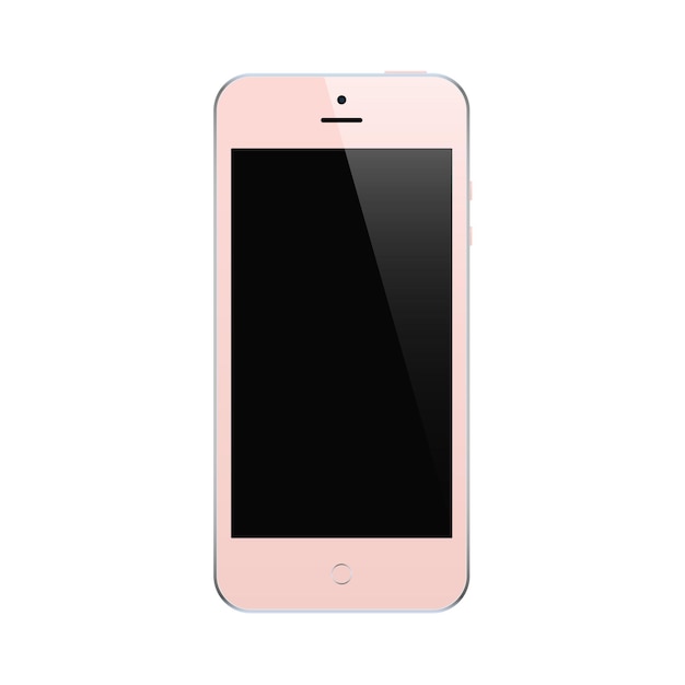 Smartphone pink color with blank touchscreen isolated on white.