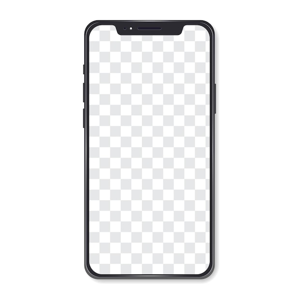 Vector smartphone realistic mockup. mobile phone frame with blank display, front view.