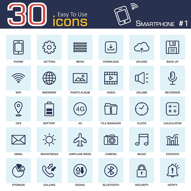 Smartphone system icon set