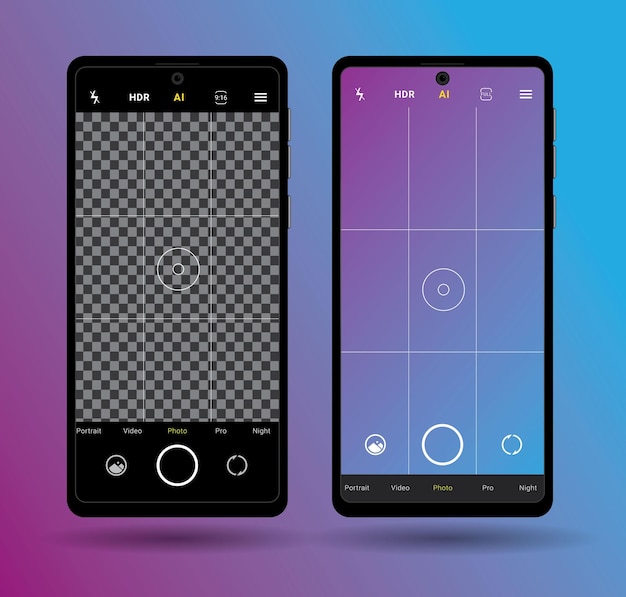 smartphone template with camera interface