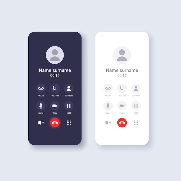 Smartphone user interface concept template Call design on phone display