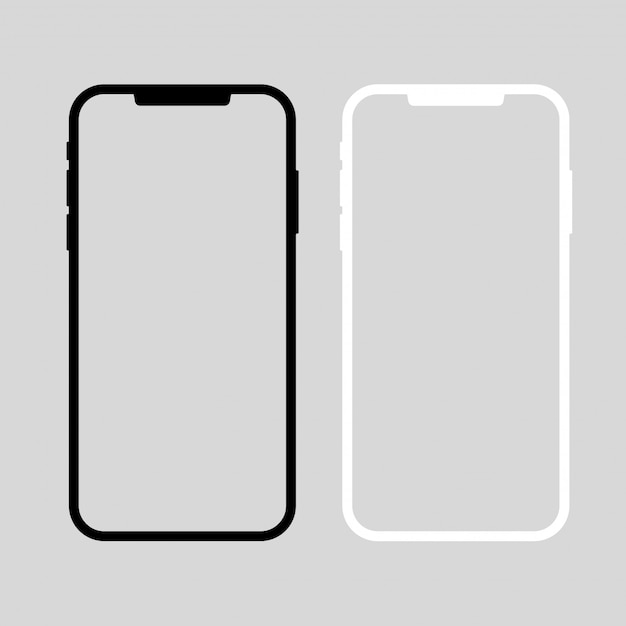 Smartphone vector. Black and white devices. Template of screenshots