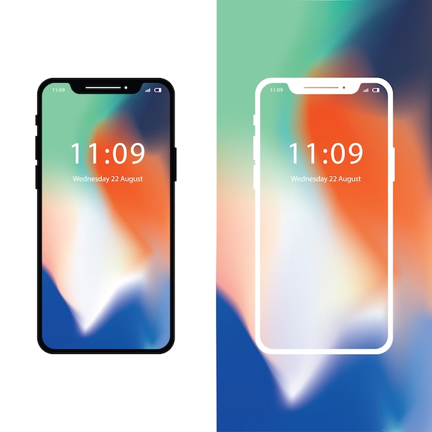 Vector smartphone with gradient wallpaper