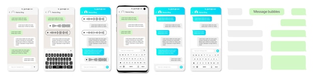 Smartphone with message chat speech bubbles. Mobile app template