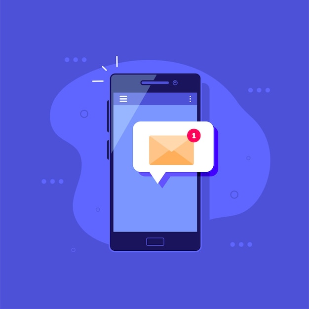 Smartphone with message notification in Flat style illustration