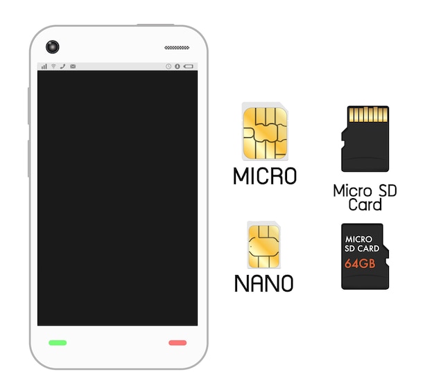 smartphone with sim card and micro sd card