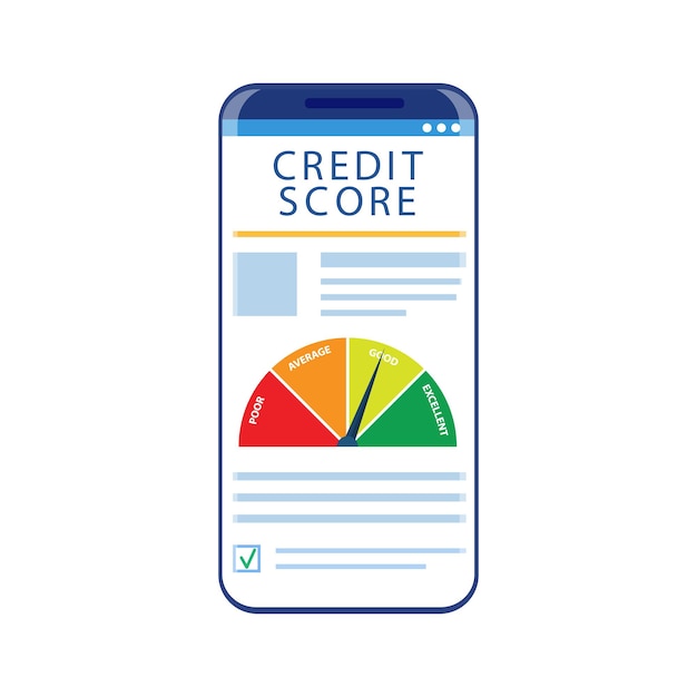 Smartphones with credit score app on the screen