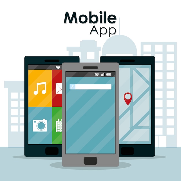 Smartphones with mobile apps technology 