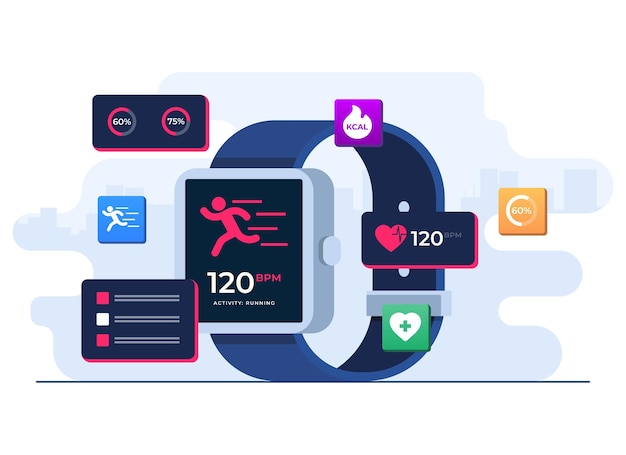 Vector smartwatch healthcare concept