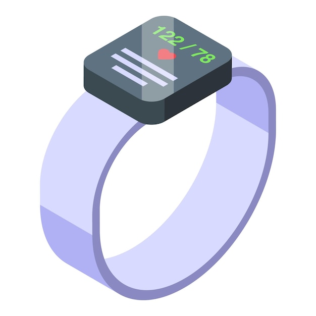 Vector smartwatch showing heart rate icon in isometric view