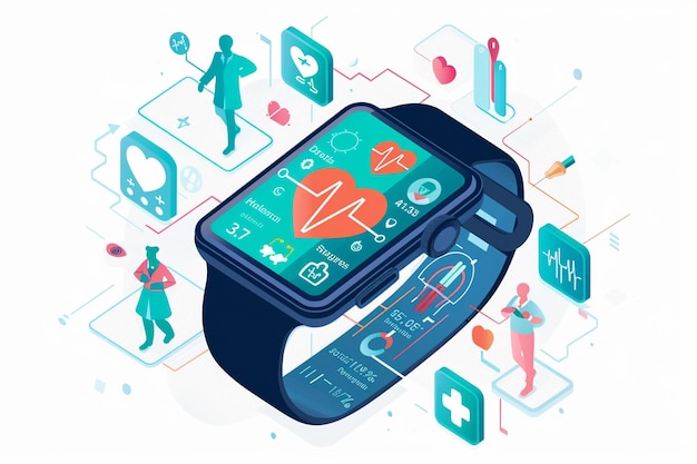 Vector smartwatch wrist various health