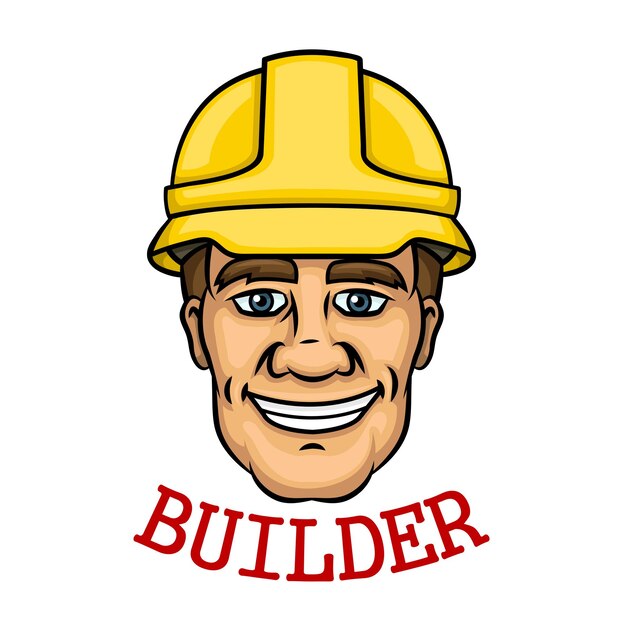 Vector smiling builder man in hard hat