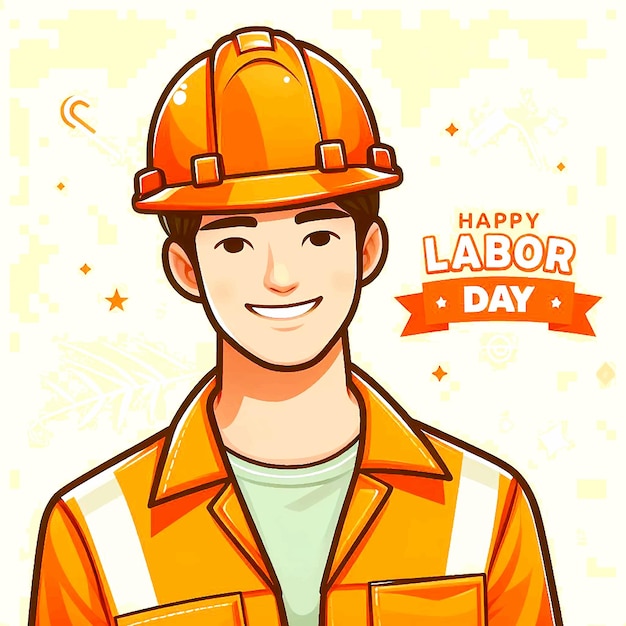 a smiling worker in an orange hard hat smiles for the camera