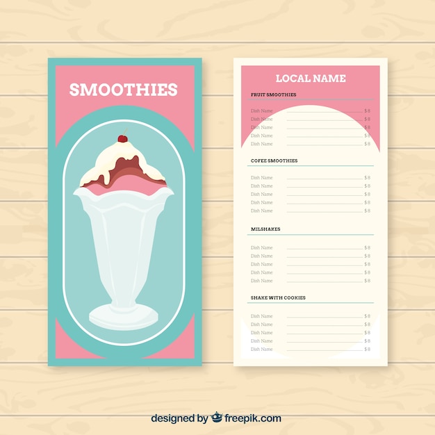 Smoothies menu