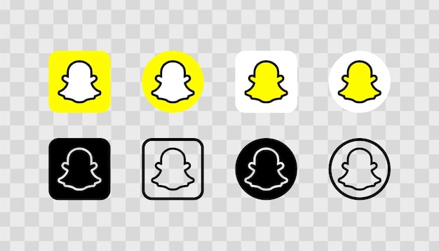 Vector snapchat logo icons set of logos for social media snapchat social media social networks set transparent background editorial snapchat isolated icons vector icons