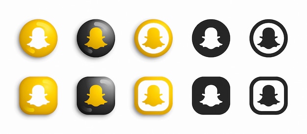 Vector snapchat modern 3d and flat icons set