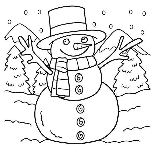 Snowman Coloring Page for Kids