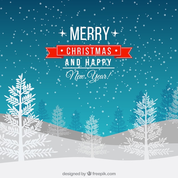 Vector snowy christmas forest background