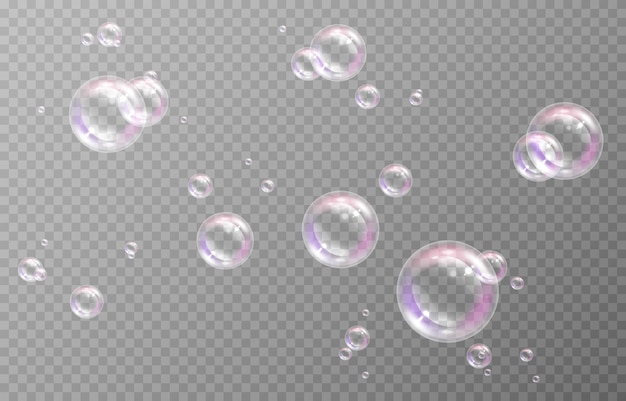 Vector soap bubbles on an isolated transparent background soap bubbles png soap detergent shampoo