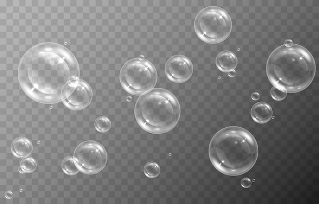 Vector soap bubbles on an isolated transparent background soap bubbles png soap detergent shampoo