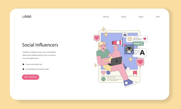 Vector social influencers flat vector illustration