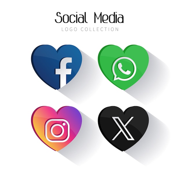 Vector social media collection icon pack instagram facebook whatsapp x vector