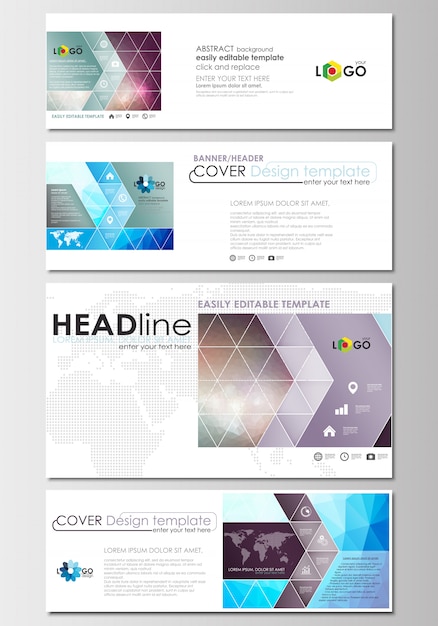 Vector social media and email headers set, banners.