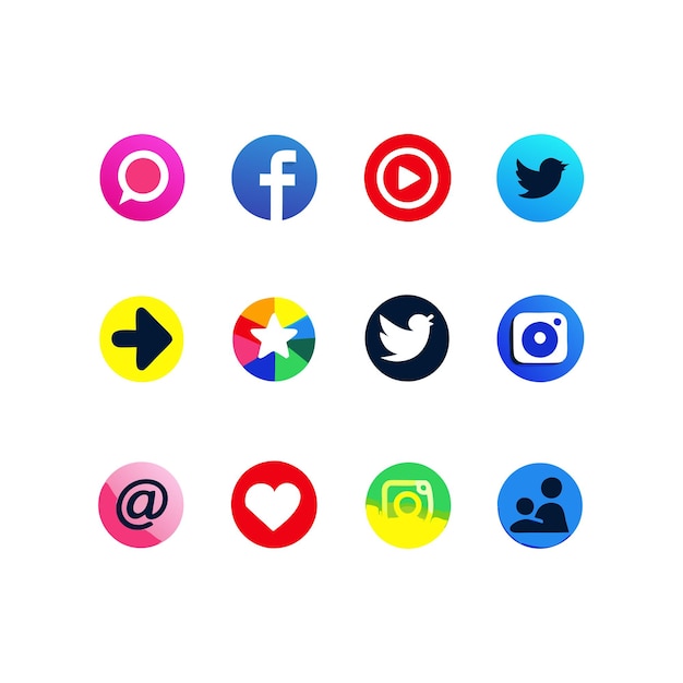 Vector social media icon set collection for websites and mobile applications