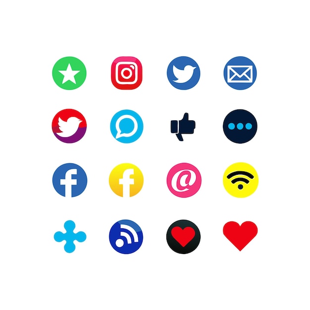 Vector social media icon set collection for websites and mobile applications