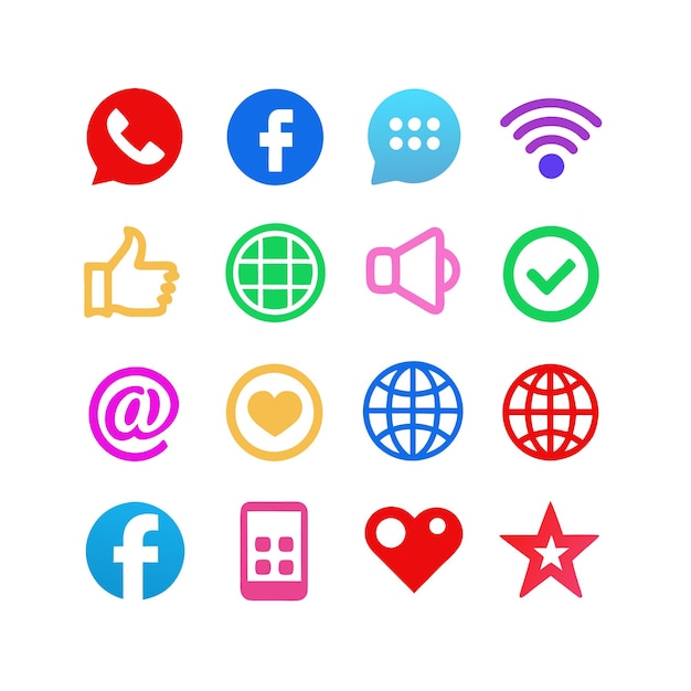 Vector social media icon set collection for websites and mobile applications