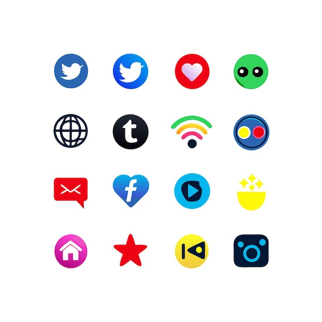 Vector social media icon set collection for websites and mobile applications