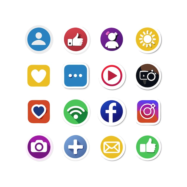 Vector social media icon set collection for websites and mobile applications