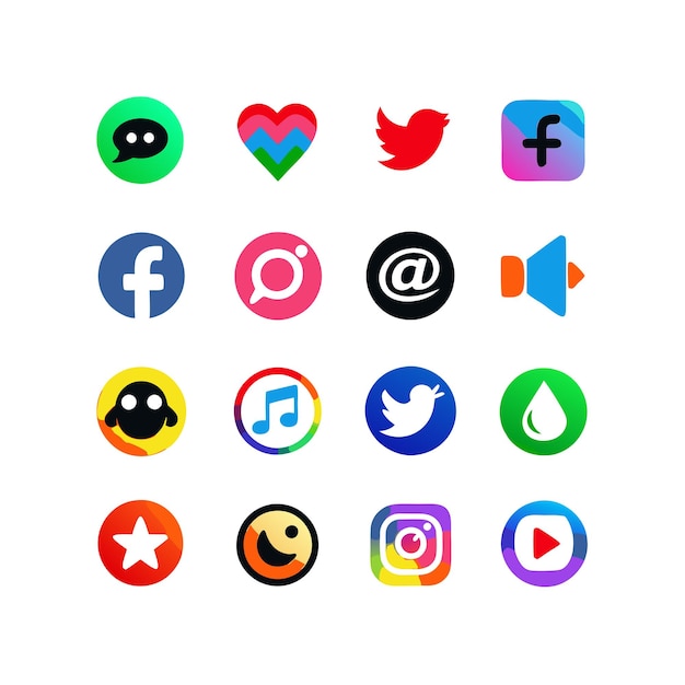 Vector social media icon set collection for websites and mobile applications