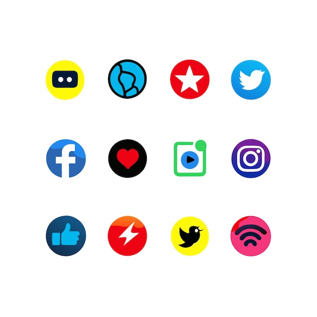 Vector social media icon set collection for websites and mobile applications