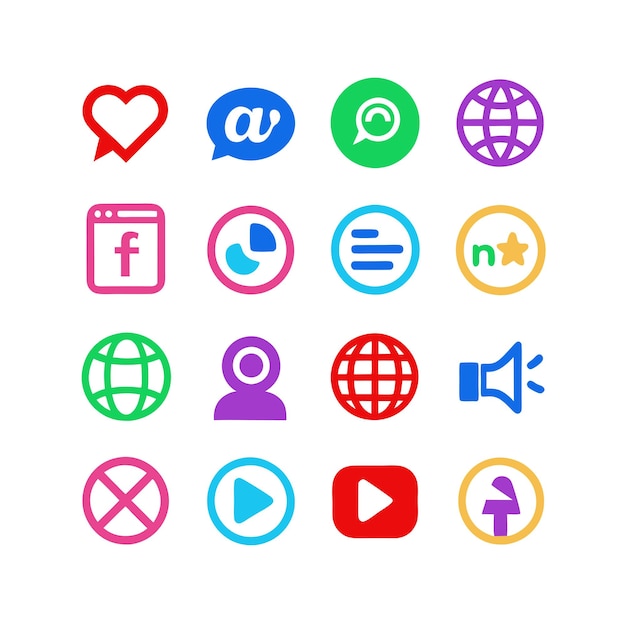 Vector social media icon set collection for websites and mobile applications