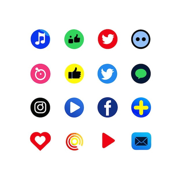 Vector social media icon set collection for websites and mobile applications