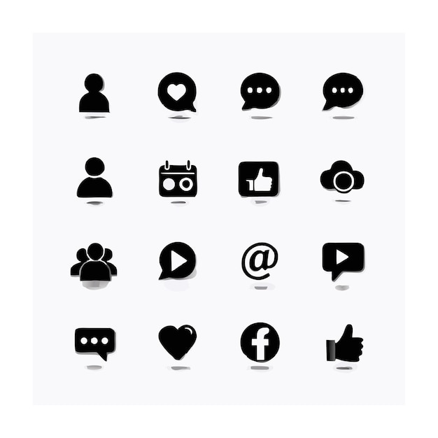 Vector social media icon set collection for websites and mobile applications