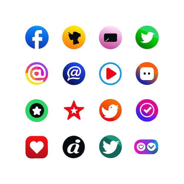 Vector social media icon set collection for websites and mobile applications