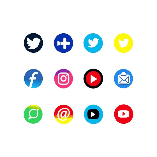 Vector social media icon set collection for websites and mobile applications