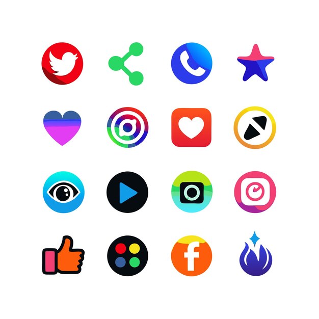 Vector social media icon set collection for websites and mobile applications