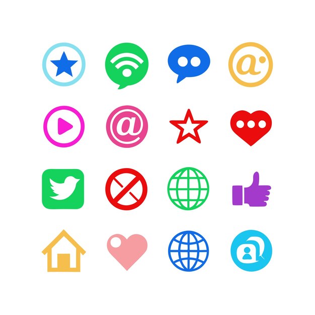 Vector social media icon set collection for websites and mobile applications