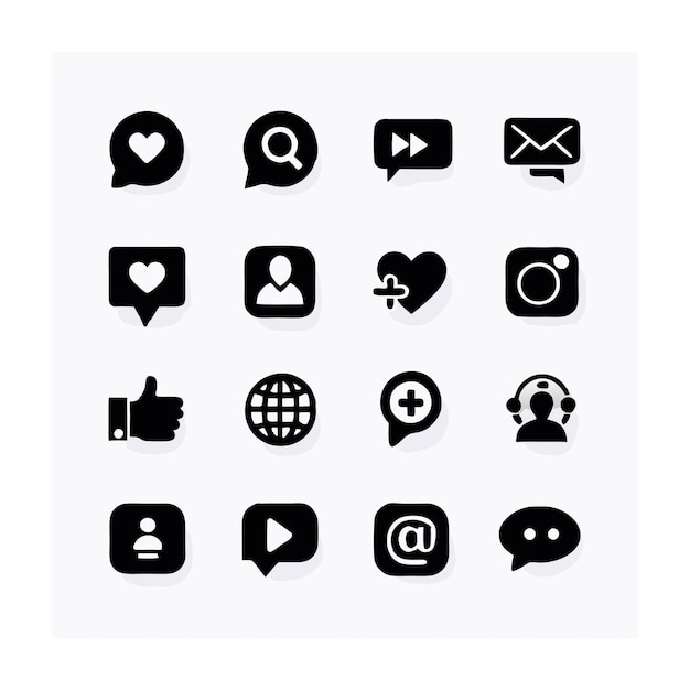 Vector social media icon set collection for websites and mobile applications