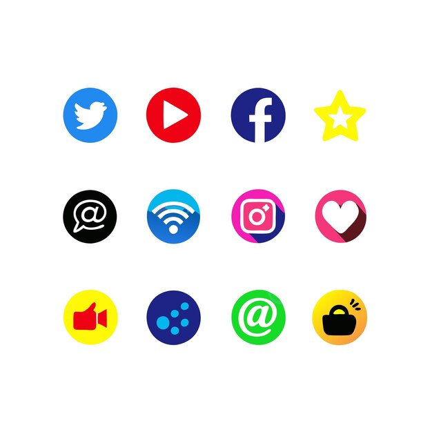 Vector social media icon set collection for websites and mobile applications