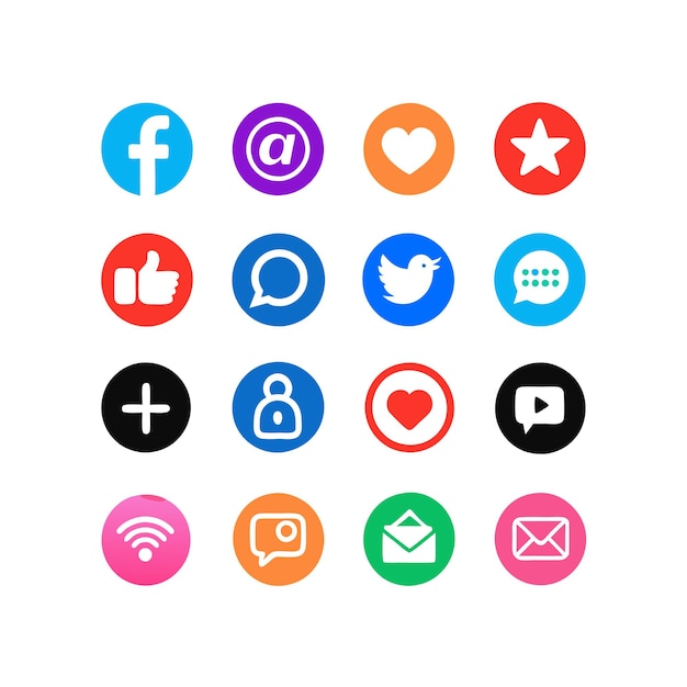 Vector social media icon set collection for websites and mobile applications