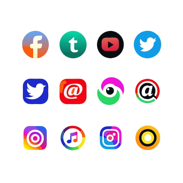 Vector social media icon set collection for websites and mobile applications