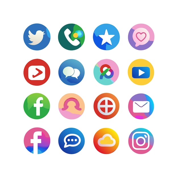 Vector social media icon set collection for websites and mobile applications