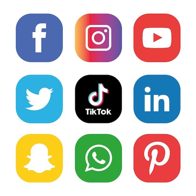 Social Media icons set group